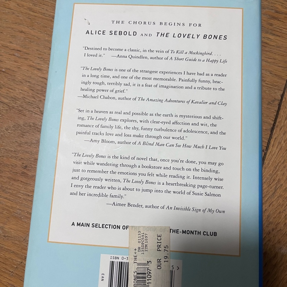 The Lovely Bones Hardcover Book - Picture 2 of 2